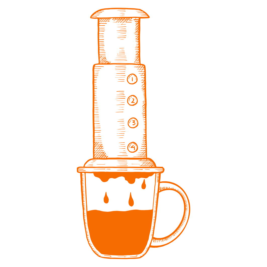 Aeropress Strichgrafik Kafeegraf Specialty Coffe